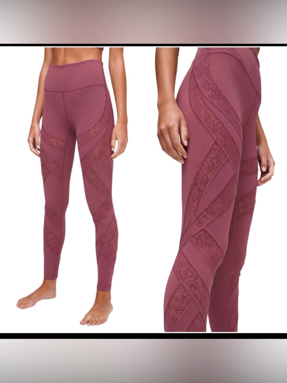 lululemon athletica High-Rise Lace-Panel Leggings - Mauve